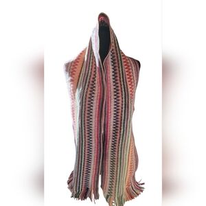 Multi Strip Wool Blend Scarf